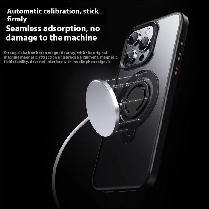 For iPhone 13 Pro Case Compatible with MagSafe Kickstand Matte PC+TPU Phone Cover with Silicone Ring - Gold - 4
