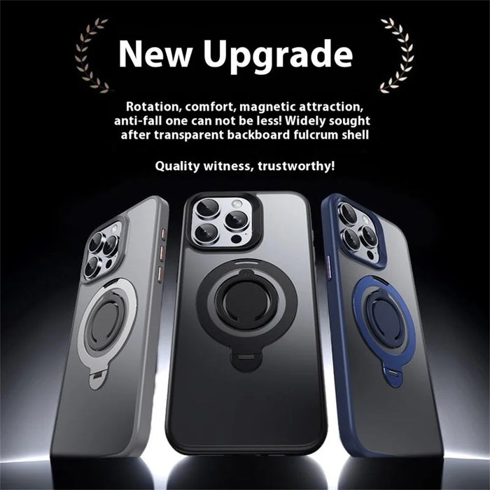 For iPhone 13 Pro Case Compatible with MagSafe Kickstand Matte PC+TPU Phone Cover with Silicone Ring - Gold - 6