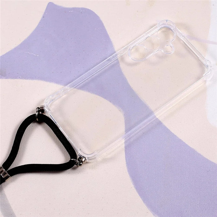 For Samsung Galaxy S25 Case Reinforced Corner TPU Clear Phone Cover with Lanyard - 2
