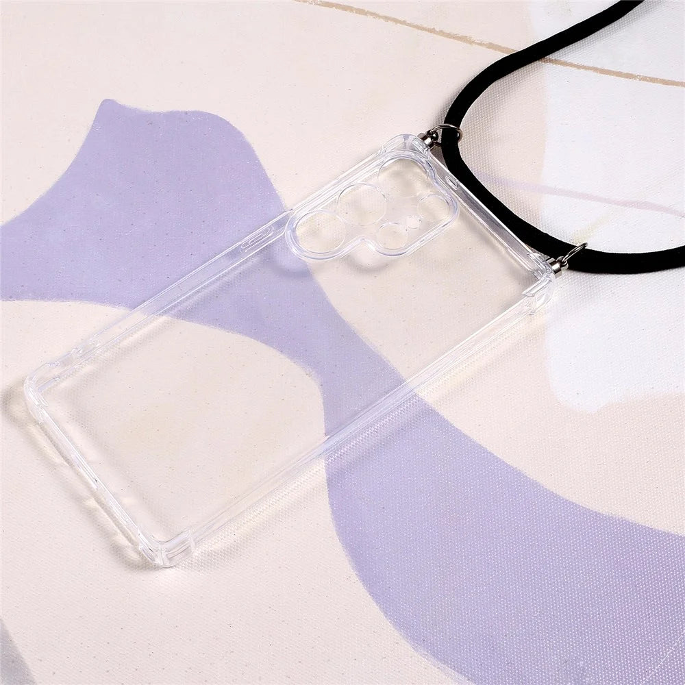 For Samsung Galaxy S25 Ultra Case Reinforced Corner TPU Clear Phone Cover with Lanyard - 2