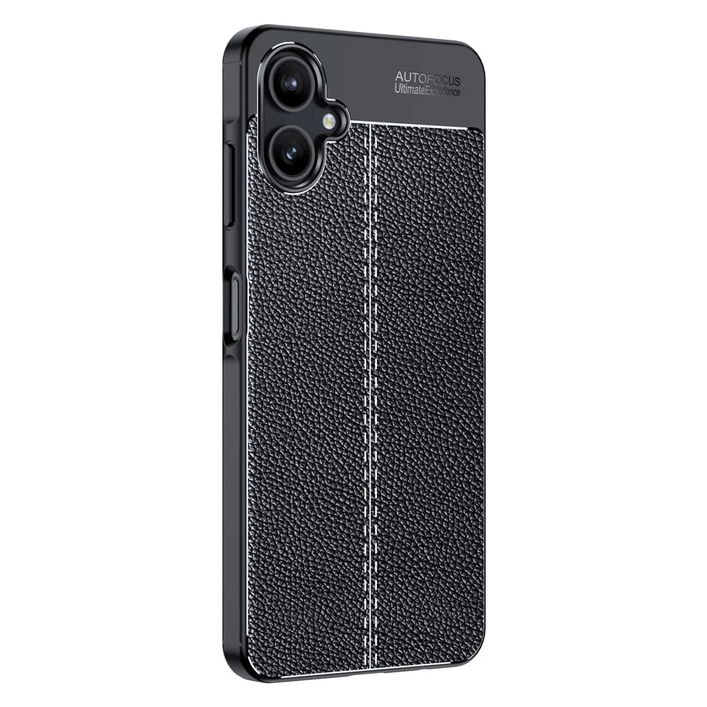 For Samsung Galaxy A06 4G / A06 5G Case Litchi Texture TPU Flexible Phone Cover, Black - 1