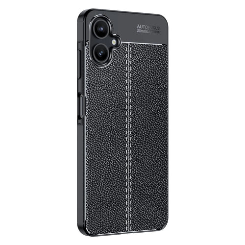 For Samsung Galaxy A06 4G / A06 5G Case Litchi Texture TPU Flexible Phone Cover, Black - 1