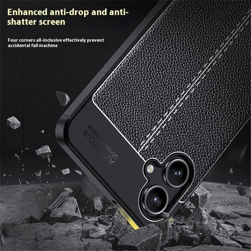 For Samsung Galaxy A06 4G / A06 5G Case Litchi Texture TPU Flexible Phone Cover, Black - 4