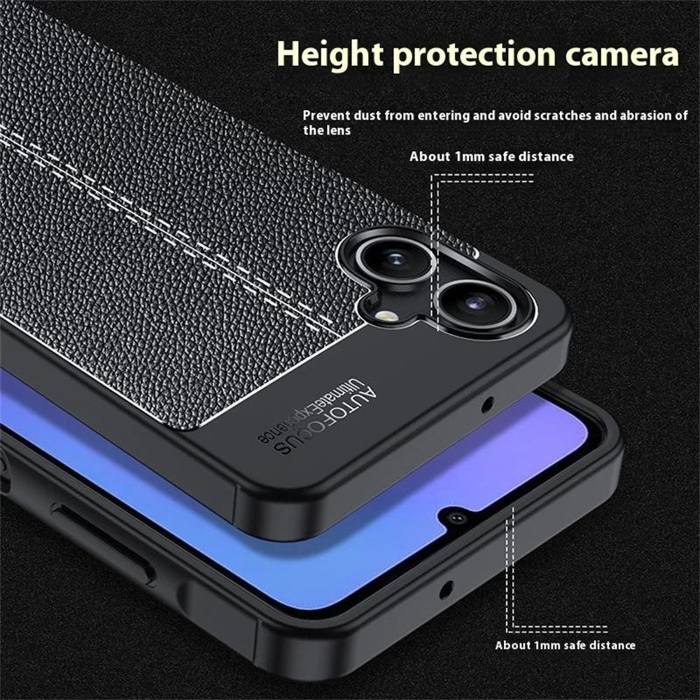 For Samsung Galaxy A06 4G / A06 5G Case Litchi Texture TPU Flexible Phone Cover, Black - 5