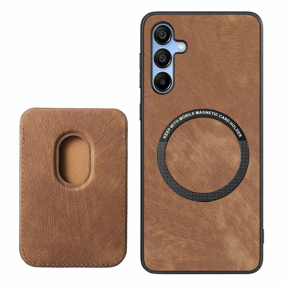 For Samsung Galaxy A16 4G / 5G Case Leather+TPU Retro Phone Cover with Detachable Card Slot - Brown - 3