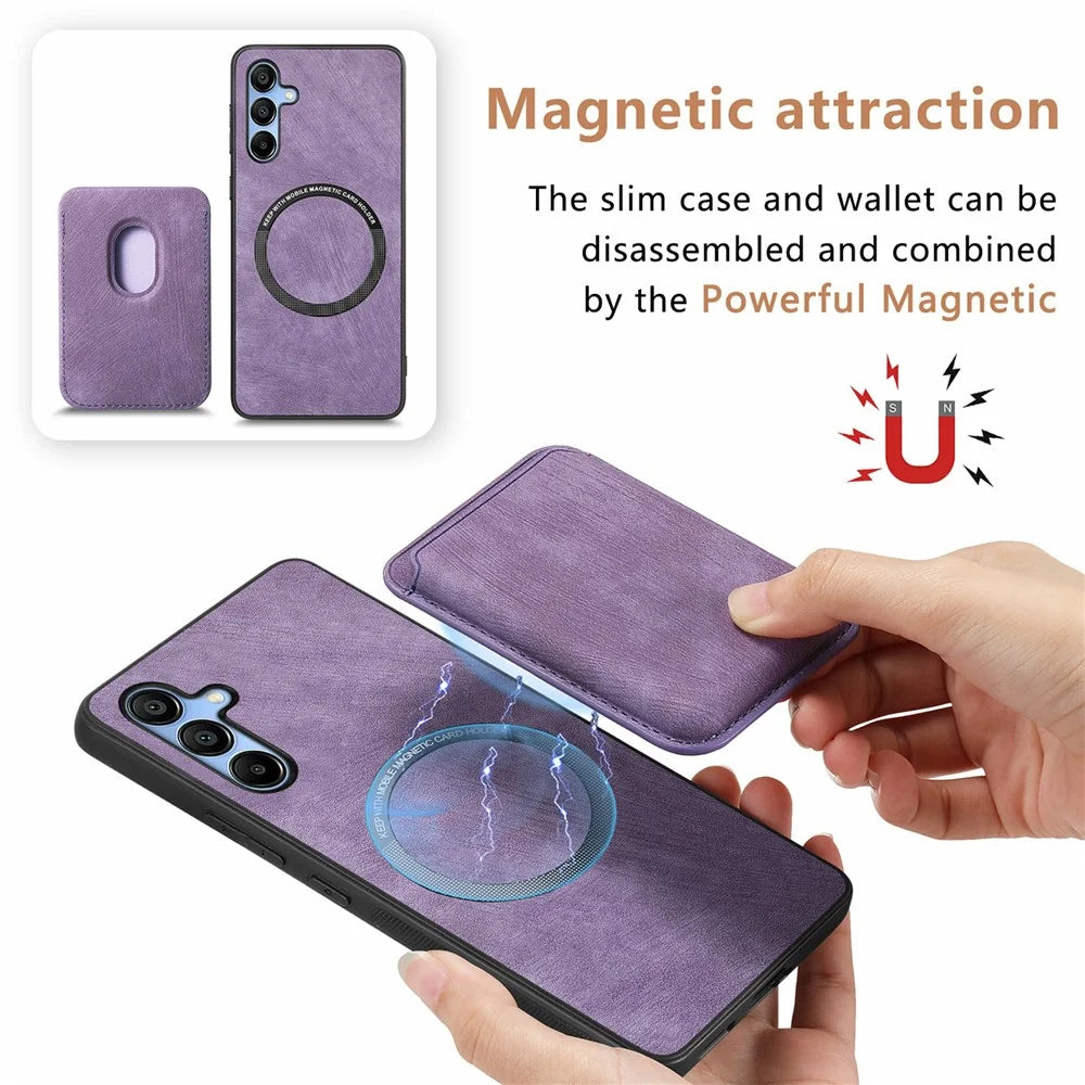 For Samsung Galaxy A16 4G / 5G Case Leather+TPU Retro Phone Cover with Detachable Card Slot - Brown - 5