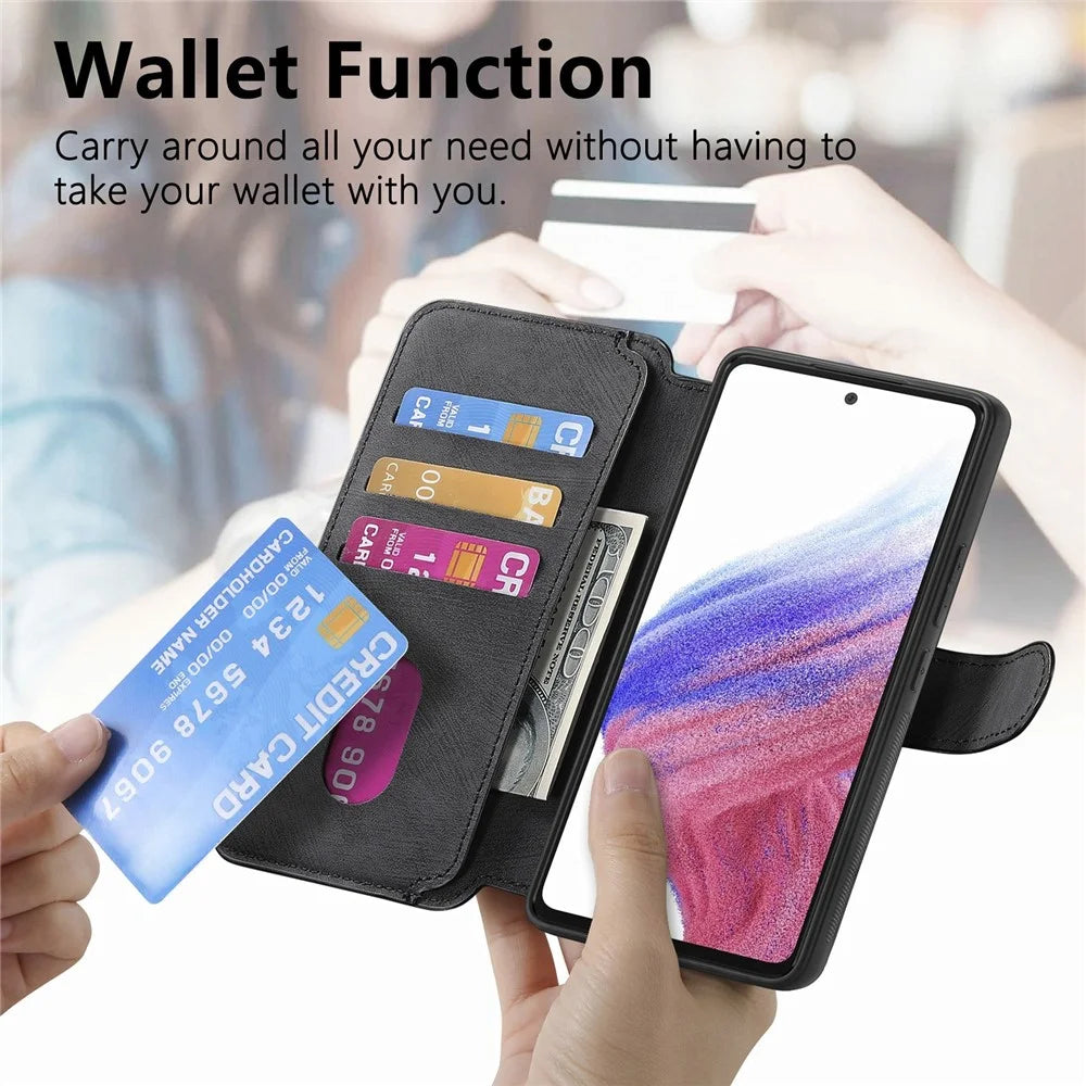 CASENEO MW-03 For Samsung Galaxy A16 4G / 5G Case Detachable Wallet Leather+TPU Phone Cover - Black - 7