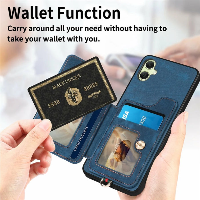 For Samsung Galaxy A06 4G Case RFID Blocking Handbag Leather+TPU Phone Cover Card Slots, Ring Holder - Green - 6