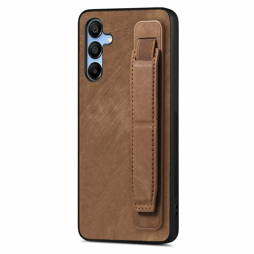 For Samsung Galaxy A16 4G / 5G Case Wristband Leather + TPU Phone Cover - Brown - 1