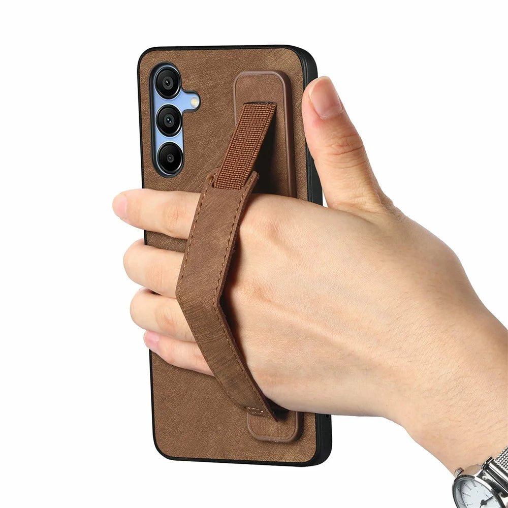 For Samsung Galaxy A16 4G / 5G Case Wristband Leather + TPU Phone Cover - Brown - 3