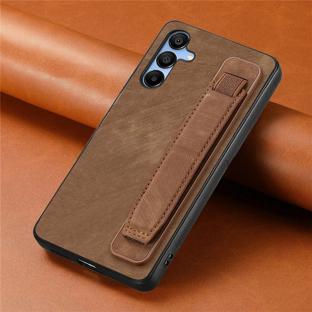 For Samsung Galaxy A16 4G / 5G Case Wristband Leather + TPU Phone Cover - Brown - 6