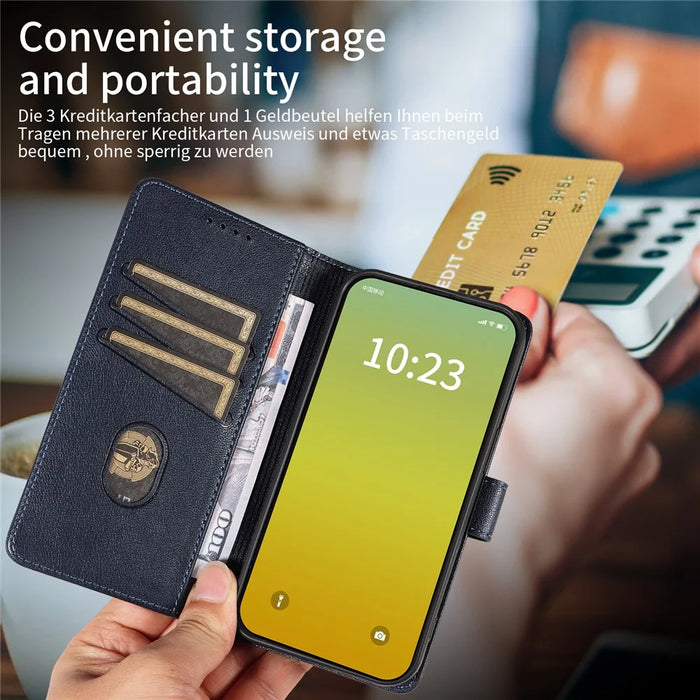 For iPhone 13 Leather Case Litchi Texture RFID Blocking Wallet Stand Phone Cover - Blue - 5