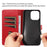 For iPhone 13 Pro Leather Case Litchi Texture RFID Blocking Wallet Stand Phone Cover - Wine Red - 4