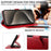 For iPhone 13 Pro Leather Case Litchi Texture RFID Blocking Wallet Stand Phone Cover - Wine Red - 7