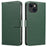For iPhone 14 Plus Leather Case Litchi Texture RFID Blocking Wallet Stand Phone Cover - Green - 1