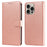 For iPhone 15 Pro Leather Case Litchi Texture RFID Blocking Wallet Stand Phone Cover - Rose Gold - 1