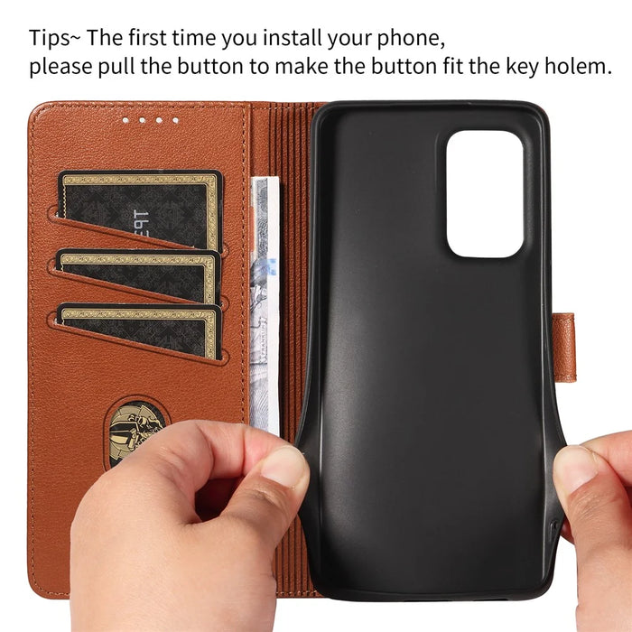 For Samsung Galaxy A53 5G Leather Case Litchi Texture RFID Blocking Wallet Stand Phone Cover - Brown - 4
