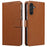 For Samsung Galaxy S23 FE Leather Case Litchi Texture RFID Blocking Wallet Stand Phone Cover - Brown - 1