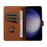 For Samsung Galaxy S23 FE Leather Case Litchi Texture RFID Blocking Wallet Stand Phone Cover - Brown - 2