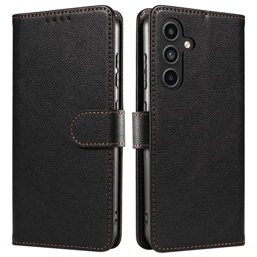 For Samsung Galaxy S24+ Leather Case Litchi Texture RFID Blocking Wallet Stand Phone Cover - Black - 1