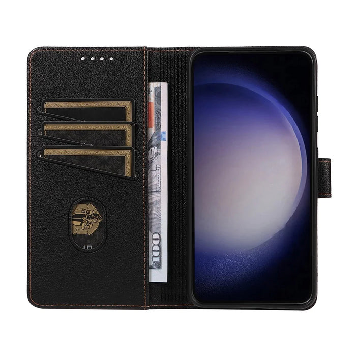 For Samsung Galaxy S24+ Leather Case Litchi Texture RFID Blocking Wallet Stand Phone Cover - Black - 2