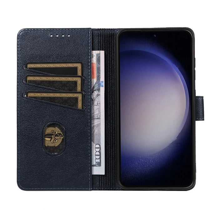 For Samsung Galaxy S23+ Leather Case Litchi Texture RFID Blocking Wallet Stand Phone Cover - Blue - 2