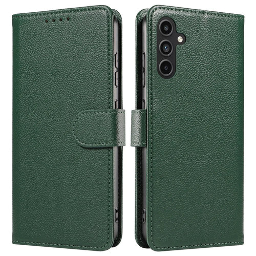For Samsung Galaxy A25 5G (Global) (161.0 x 76.5 x 8.3mm) Leather Case Litchi Texture RFID Blocking Wallet Stand Phone Cover - Green - 1