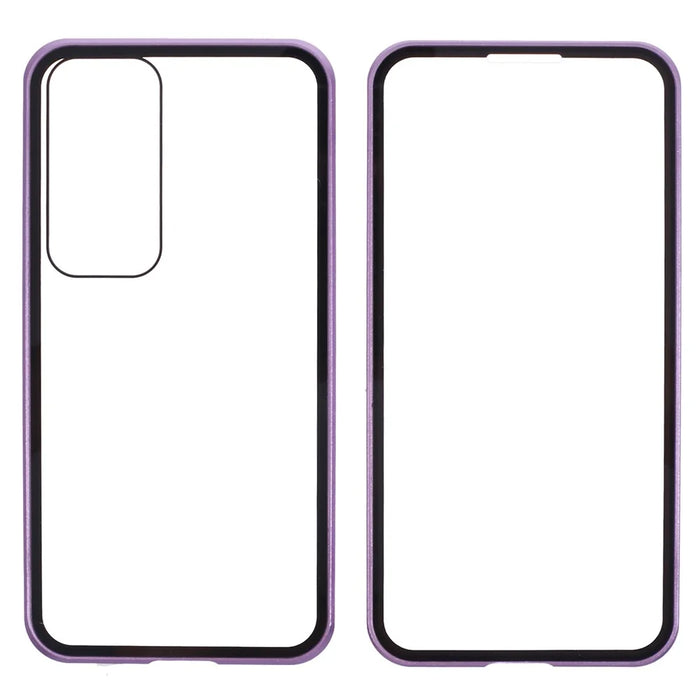 For Samsung Galaxy S25+ Full Body Case Magnetic Tempered Glass Double-Sided Phone Case - Purple - 2