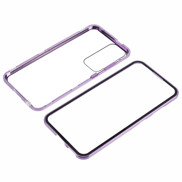 For Samsung Galaxy S25+ Full Body Case Magnetic Tempered Glass Double-Sided Phone Case - Purple - 3