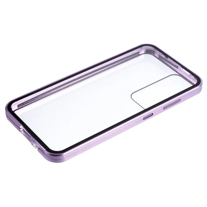 For Samsung Galaxy S25+ Full Body Case Magnetic Tempered Glass Double-Sided Phone Case - Purple - 4