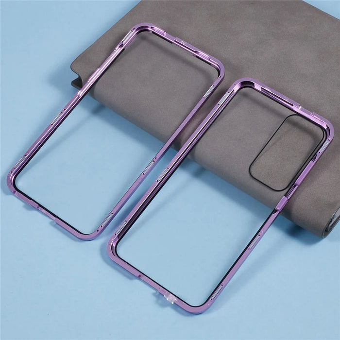 For Samsung Galaxy S25+ Full Body Case Magnetic Tempered Glass Double-Sided Phone Case - Purple - 5