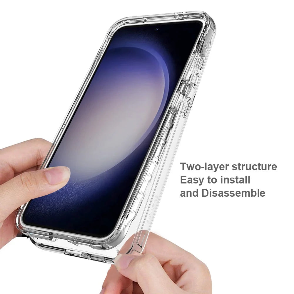 For Samsung Galaxy S24 FE Case Solid Color PC+TPU Phone Cover - Transparent - 2
