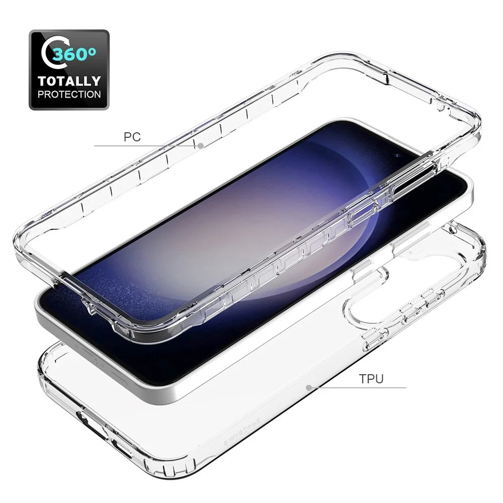 For Samsung Galaxy S24 FE Case Solid Color PC+TPU Phone Cover - Transparent - 3