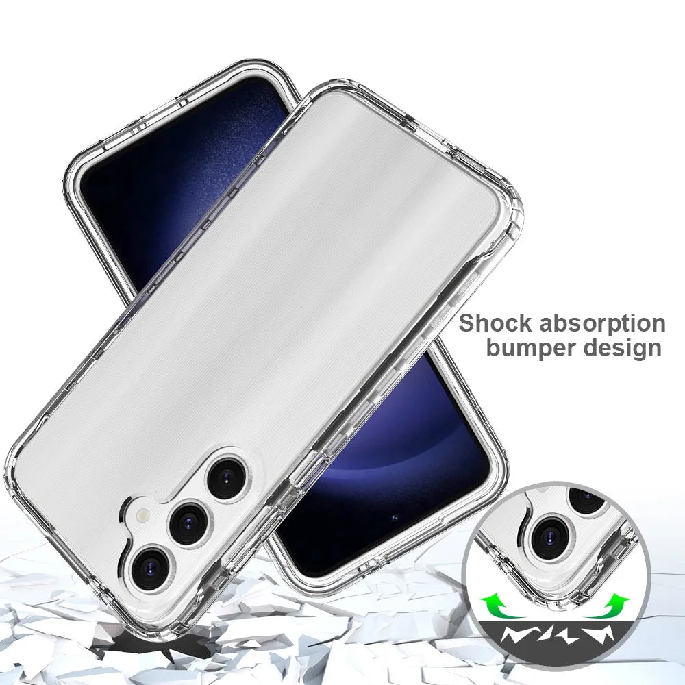 For Samsung Galaxy S24 FE Case Solid Color PC+TPU Phone Cover - Transparent - 4