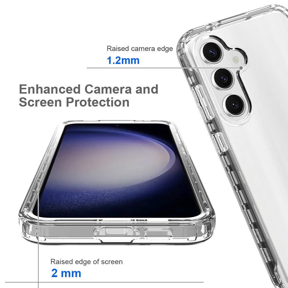 For Samsung Galaxy S24 FE Case Solid Color PC+TPU Phone Cover - Transparent - 5