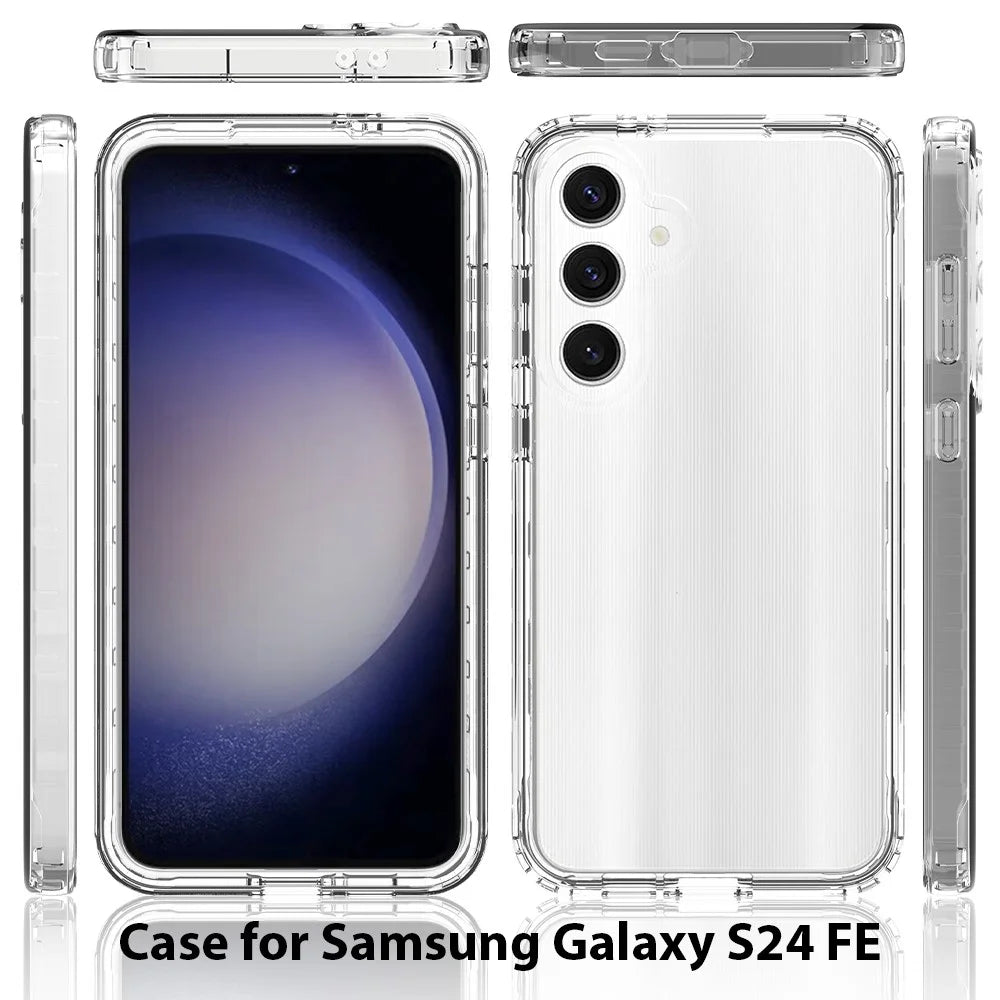 For Samsung Galaxy S24 FE Case Solid Color PC+TPU Phone Cover - Transparent - 6