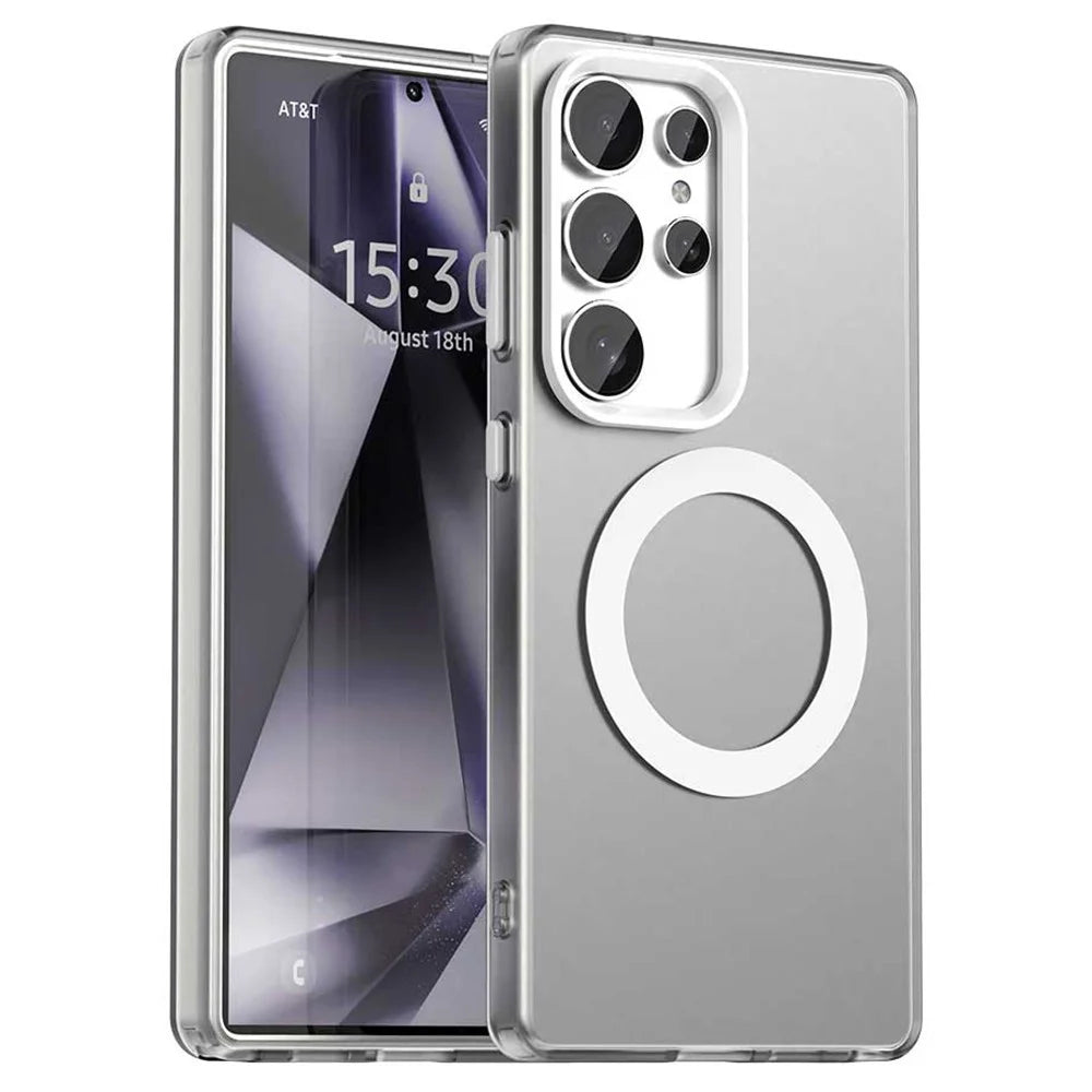 Candy Series For Samsung Galaxy S25 Ultra Magnetic Case PC+TPU+PET Anti-Drop Phone Cover - White - 1