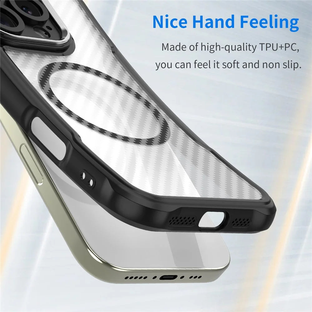 For Samsung Galaxy S23 Case TPU+PC Carbon Fiber Phone Cover Magnetic Case - Black - 4