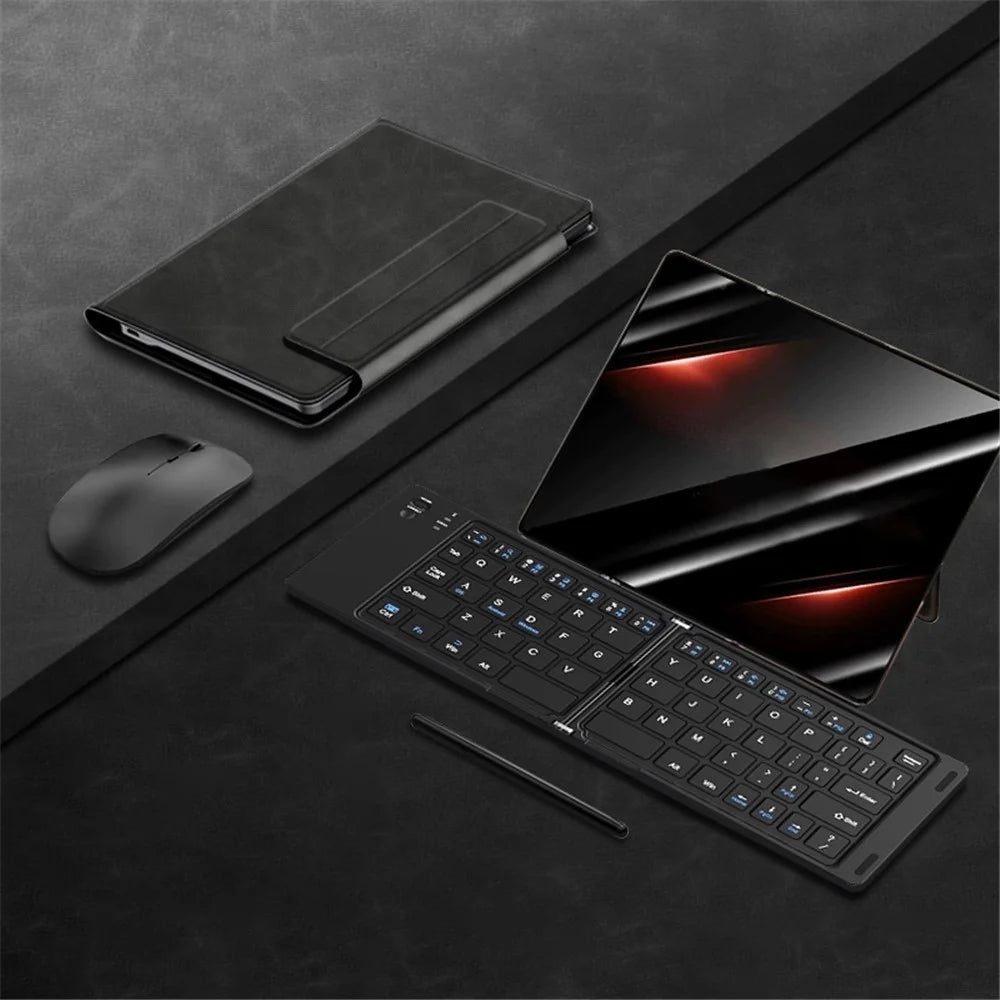 For Huawei Mate XT Ultimate Bluetooth-compatible Keyboard + Mouse + Leather Case + Stylus Phone Accessories Kit - Black - 1