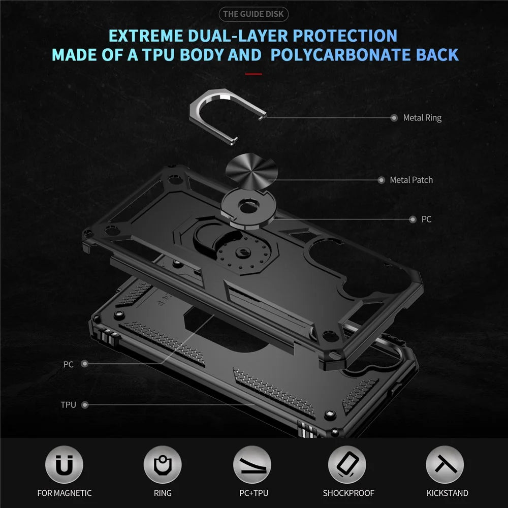 For Samsung Galaxy S25 Case PC+TPU Phone Cover with Rotary Ring Kickstand - Black - 6