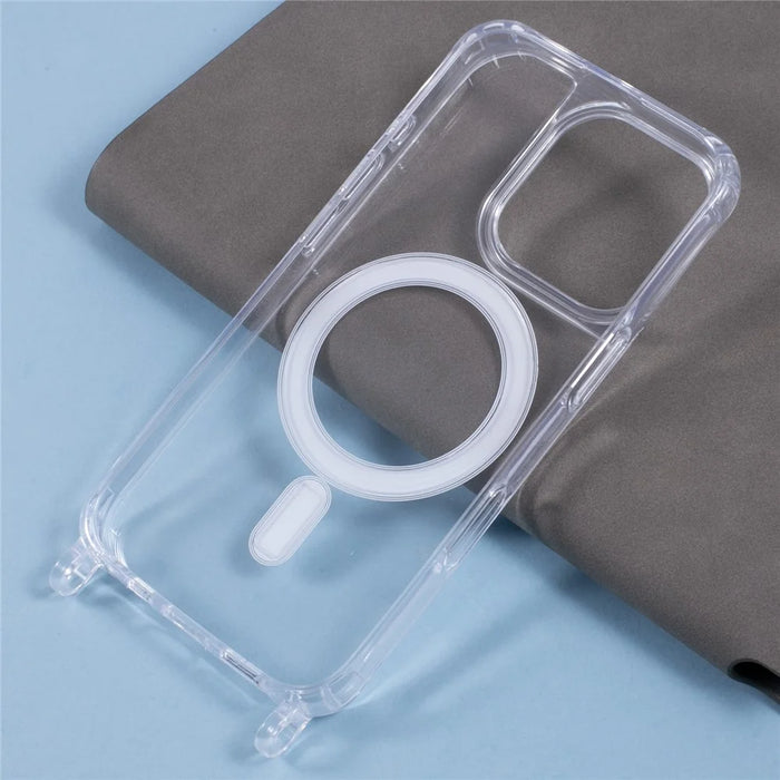 For iPhone 16 Pro Max Case Compatible with MagSafe TPU+PC 1.5mm Clear Phone Cover with Lanyard Holes - 6