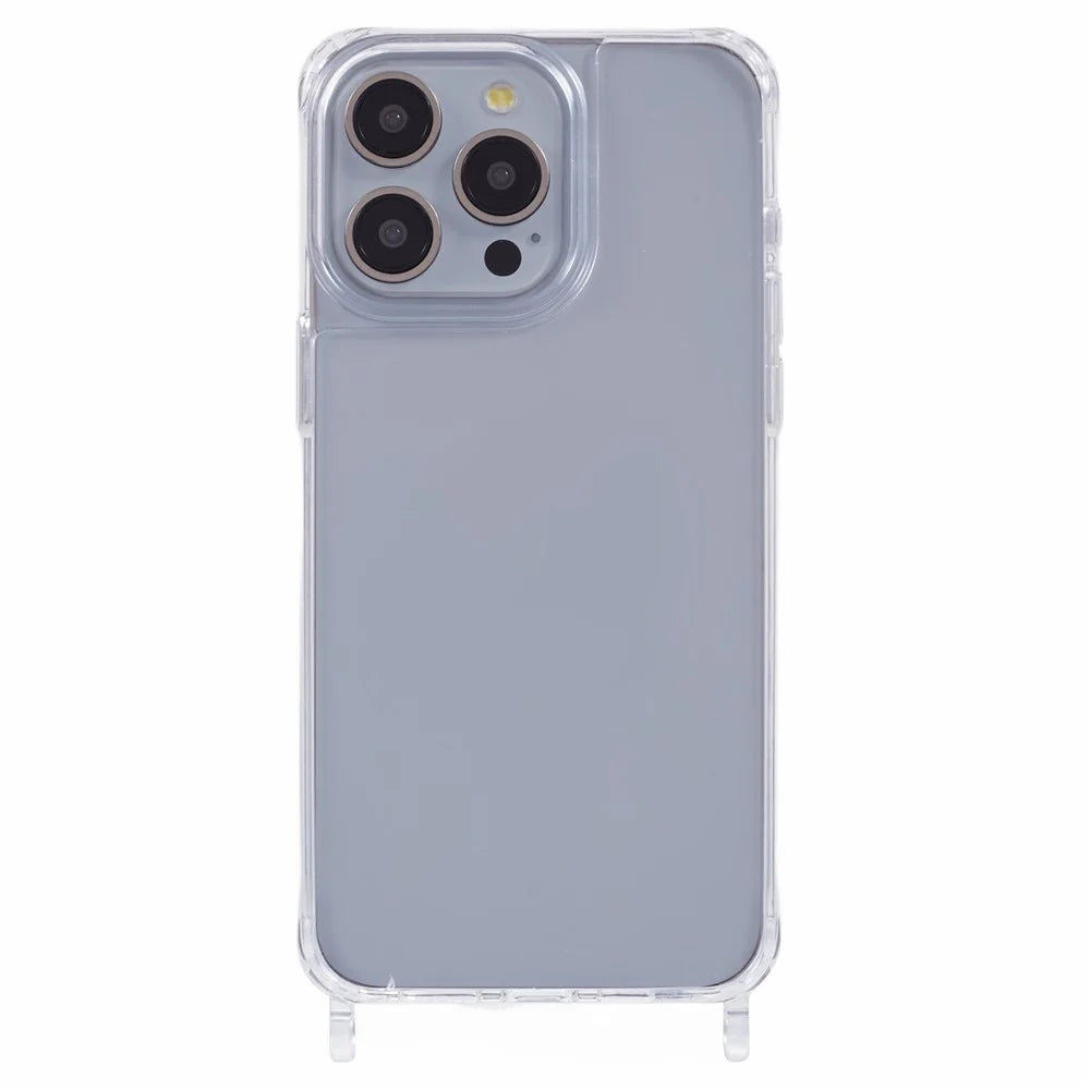 For iPhone 15 Pro Case PC+TPU 1.5mm Clear Phone Cover with Lanyard Holes - 3