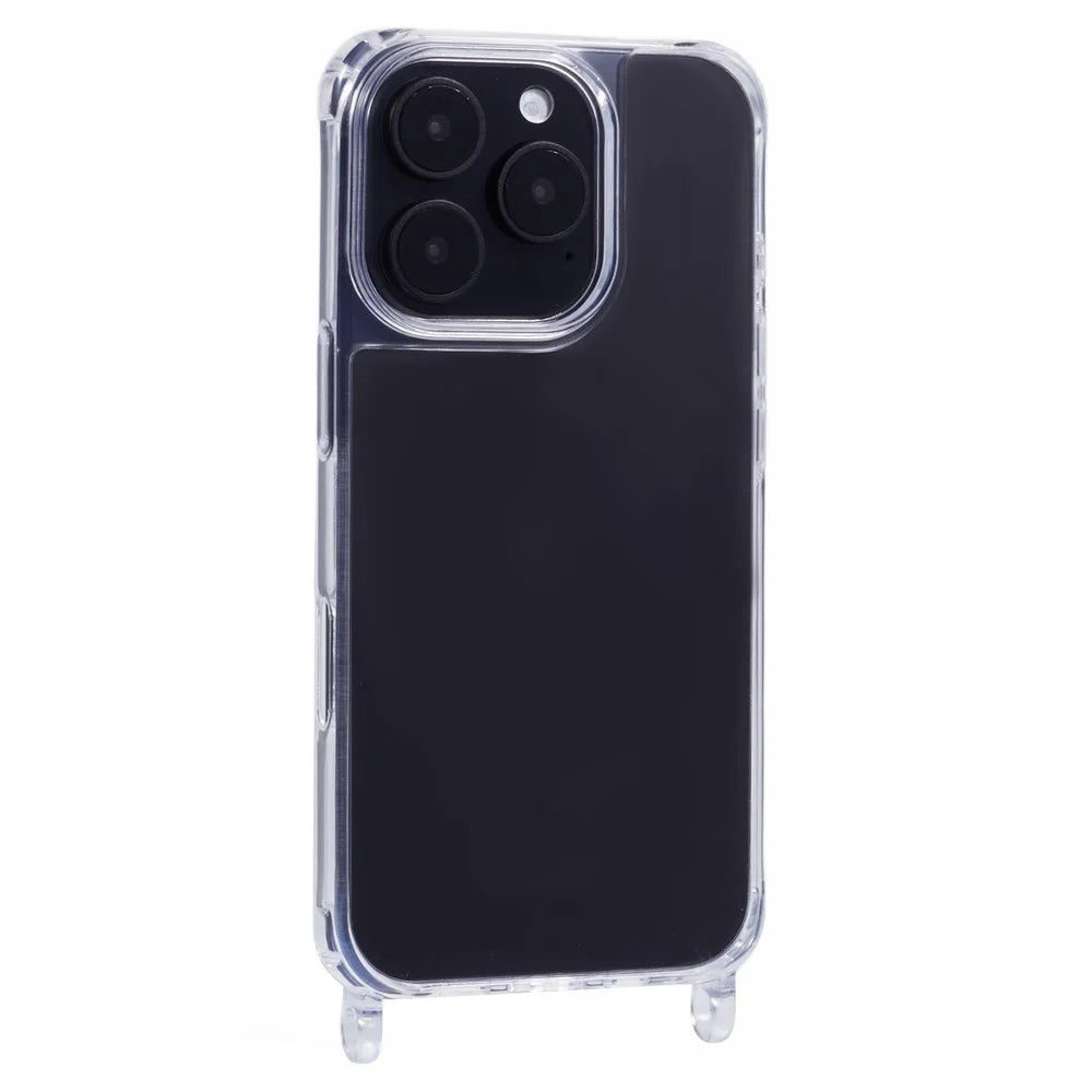 For iPhone 16 Pro Case PC+TPU 1.5mm Clear Phone Cover with Lanyard Holes - 1