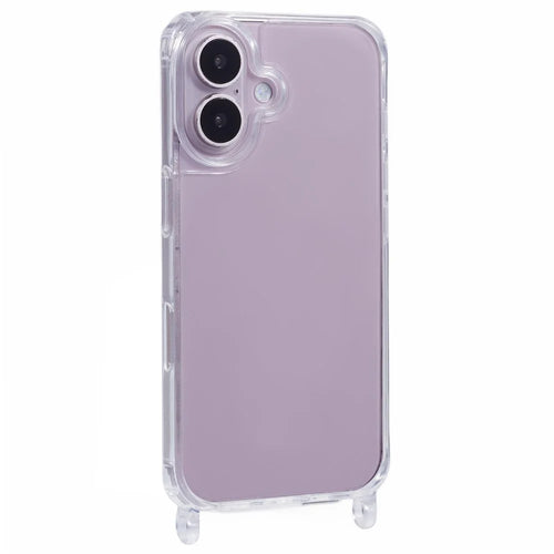 For iPhone 16 Plus Case PC+TPU 1.5mm Clear Phone Cover with Lanyard Holes - 1