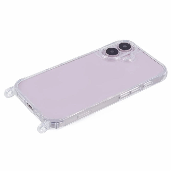 For iPhone 16 Plus Case PC+TPU 1.5mm Clear Phone Cover with Lanyard Holes - 4