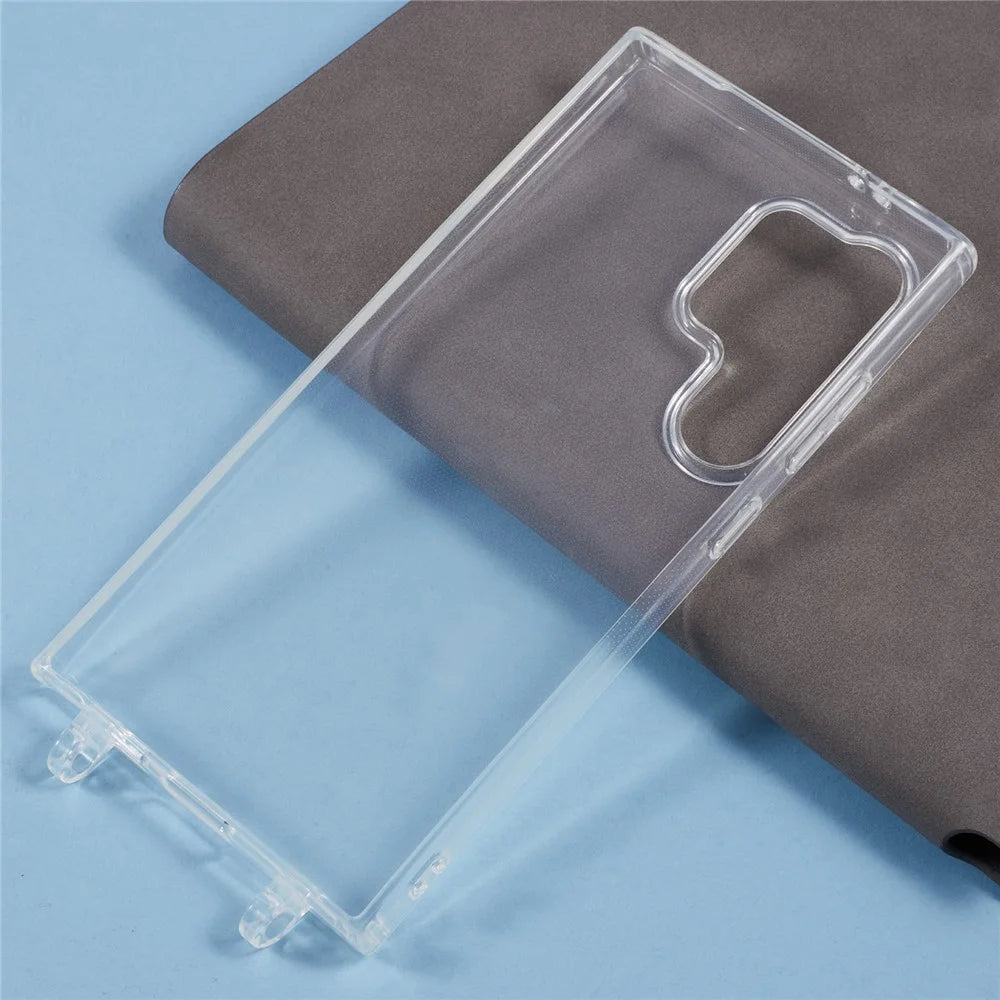 For Samsung Galaxy S24 Ultra Case TPU 1.8mm Clear Phone Cover with Lanyard Holes - 6