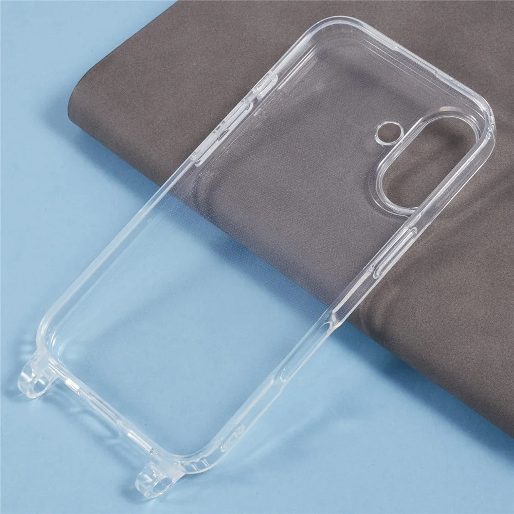 For iPhone 16 Plus Case TPU 1.8mm Clear Phone Cover with Lanyard Holes - 6