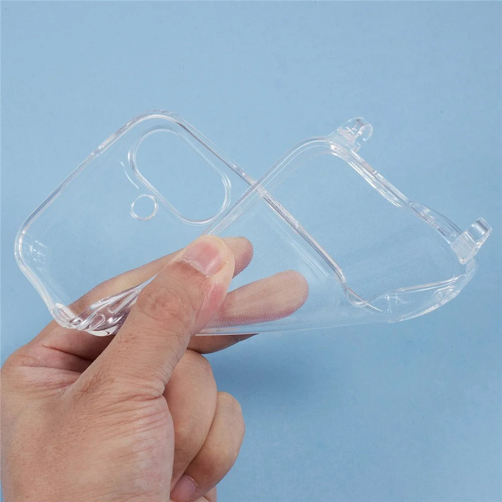 For iPhone 16 Plus Case TPU 1.8mm Clear Phone Cover with Lanyard Holes - 7