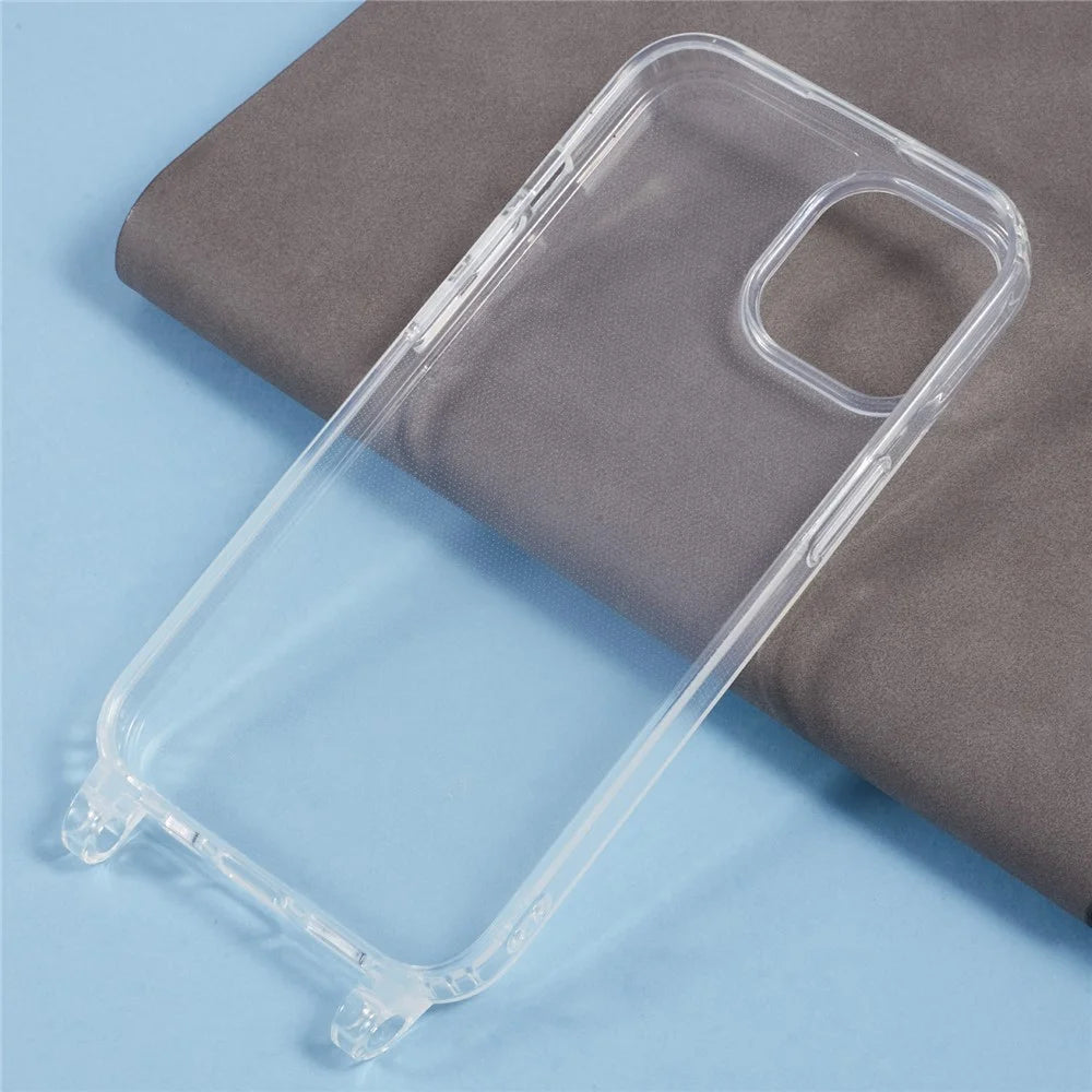 For iPhone 15 Case TPU 1.8mm Clear Phone Cover with Lanyard Holes - 6