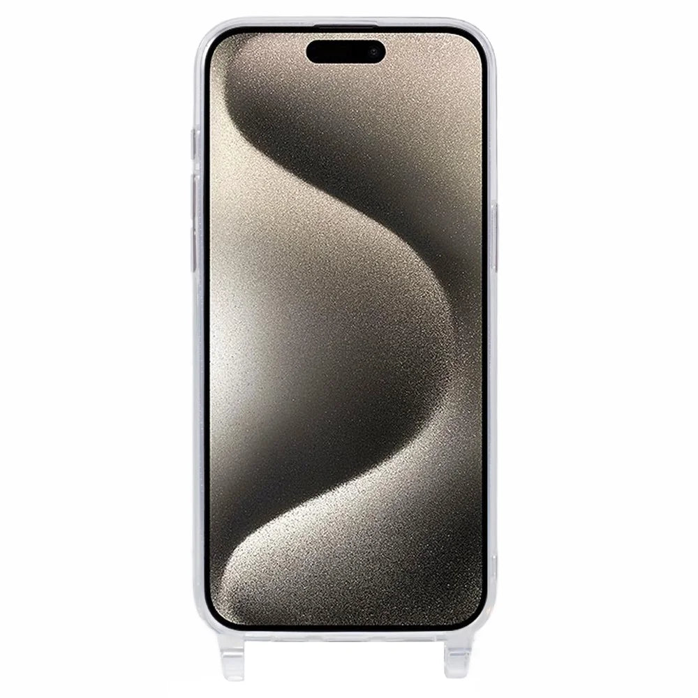 For iPhone 15 Pro Max Case TPU 1.8mm Clear Phone Cover with Lanyard Holes - 2